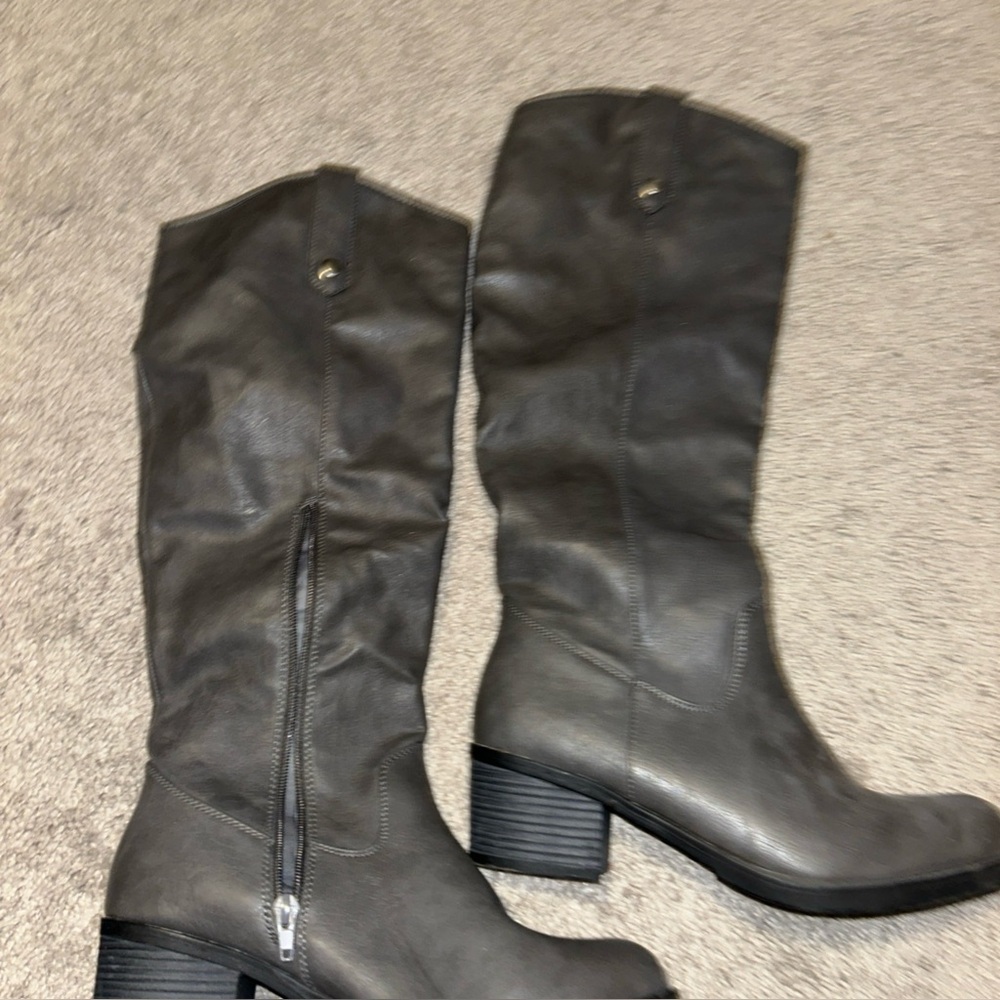 Rampage Realto Women's 18" Zippered Vegan Leather Riding Boots Gray Size: 8M